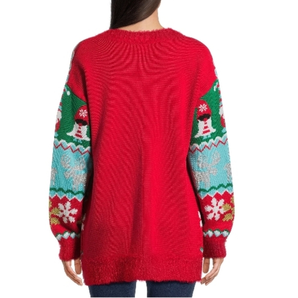 Womens Holiday Time Christmas Gnome Cardigan - Picture 3 of 14